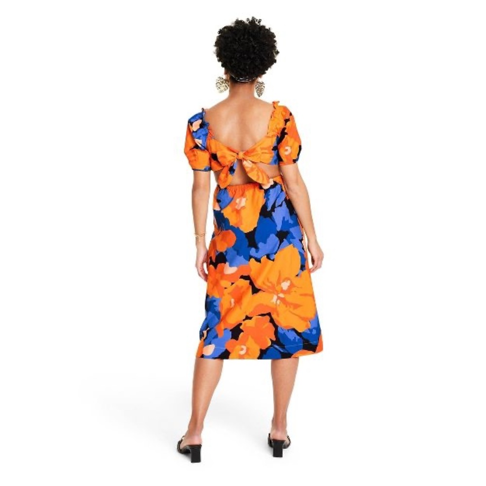 💥 NWT! Floral Print Puff Sleeve Tie-Back Dress - Tabitha Brown for Target - Picture 3 of 10